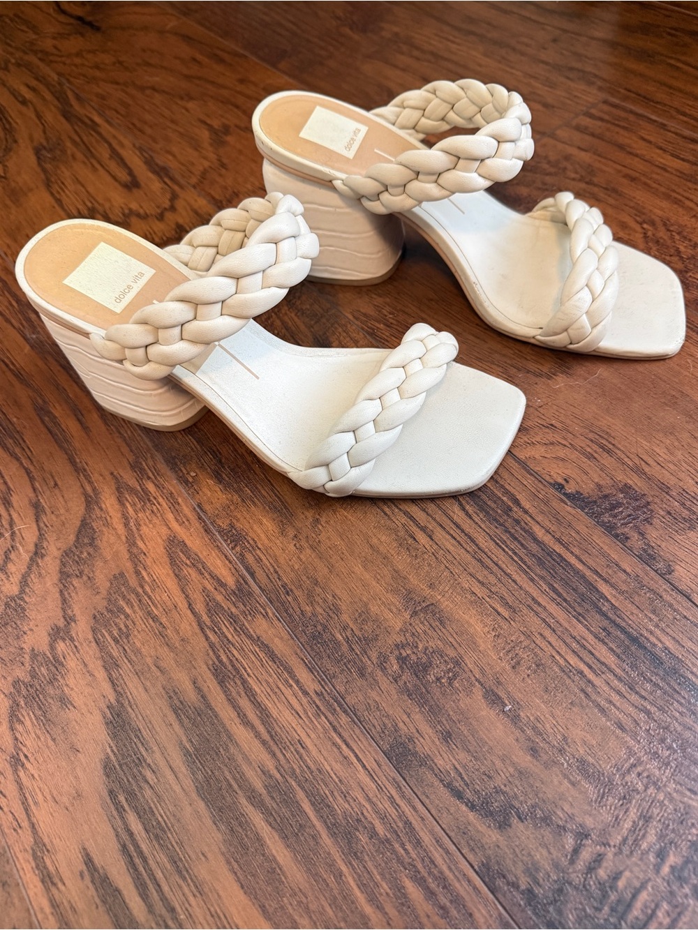 Dolce Vita Paily Braided Slide Heeled Sandal Ivory - Picture 4 of 8